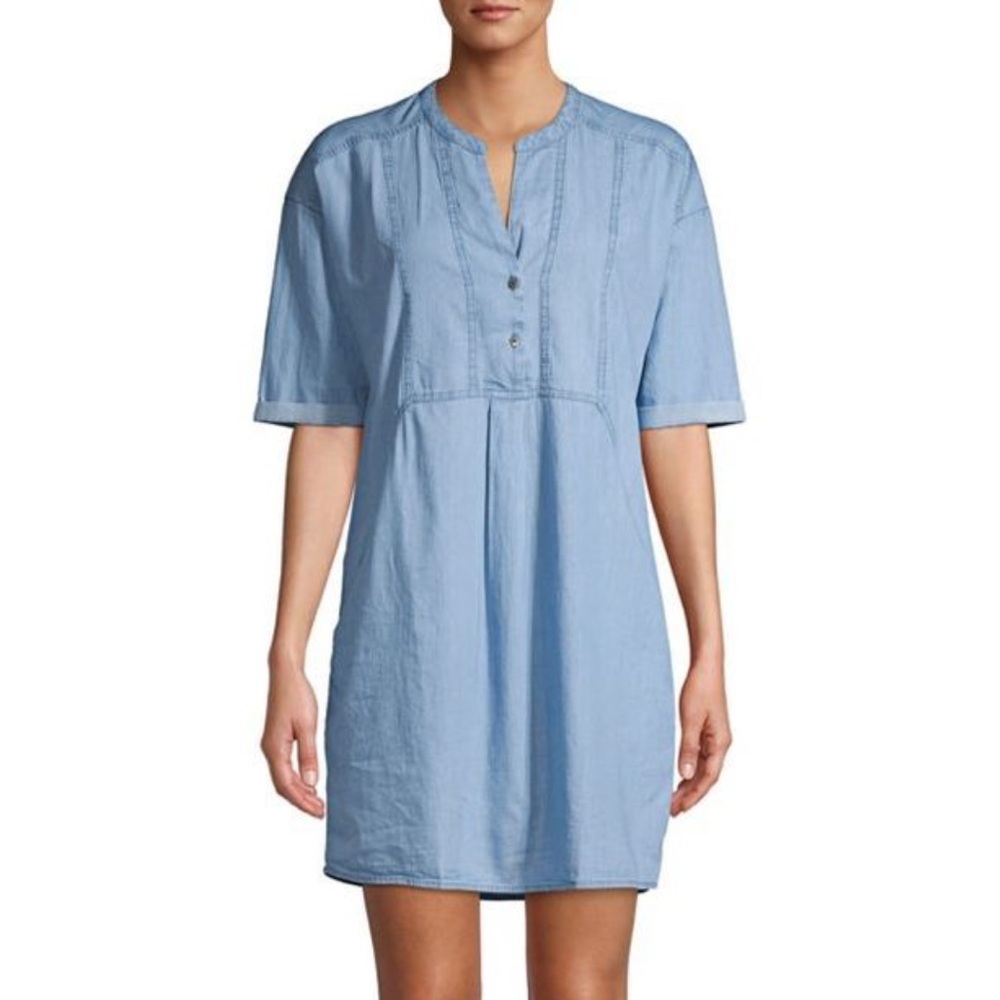 Lucky Brand Chambray Shirt Dress Small 100% Cotton Lightweight with pockets!